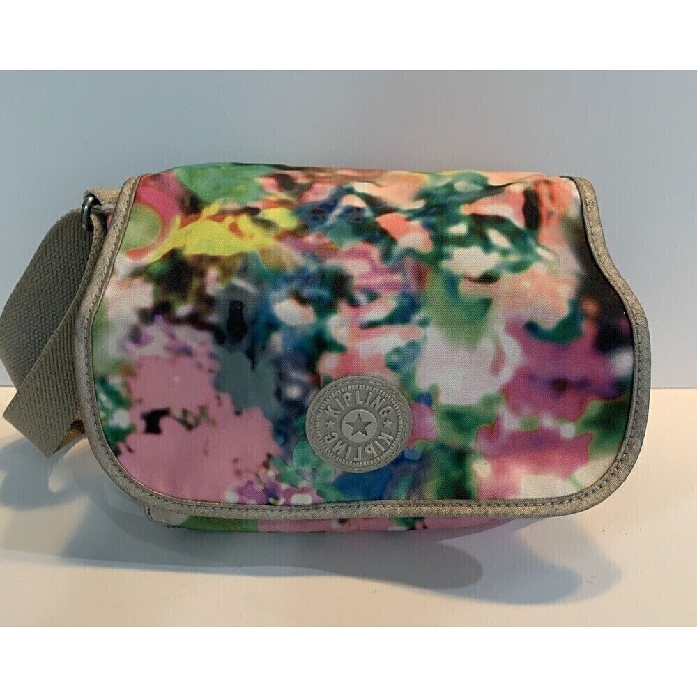 Kipling Womens Shoulder Handbag Floral Nylon Vibrant Colors Purse Spring